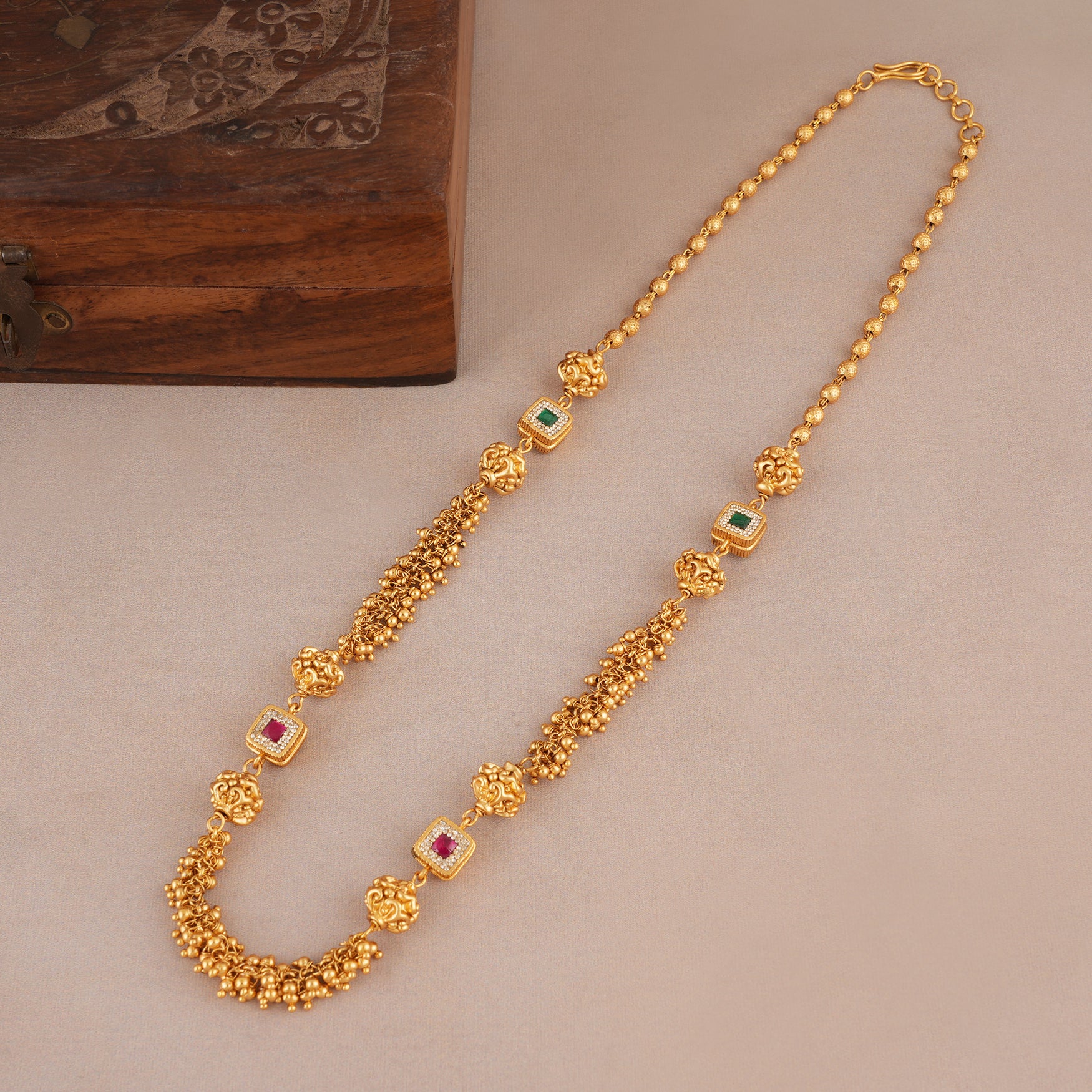 Amazing antique gold multicolor stone mala - Image 2