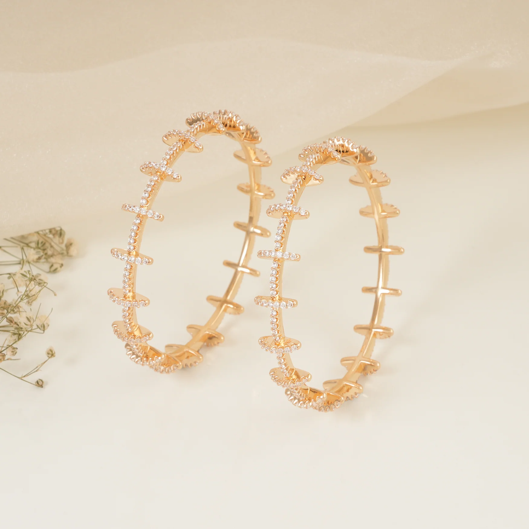 Amazing gold plated cz diamond bangle set of 2 - Image 2