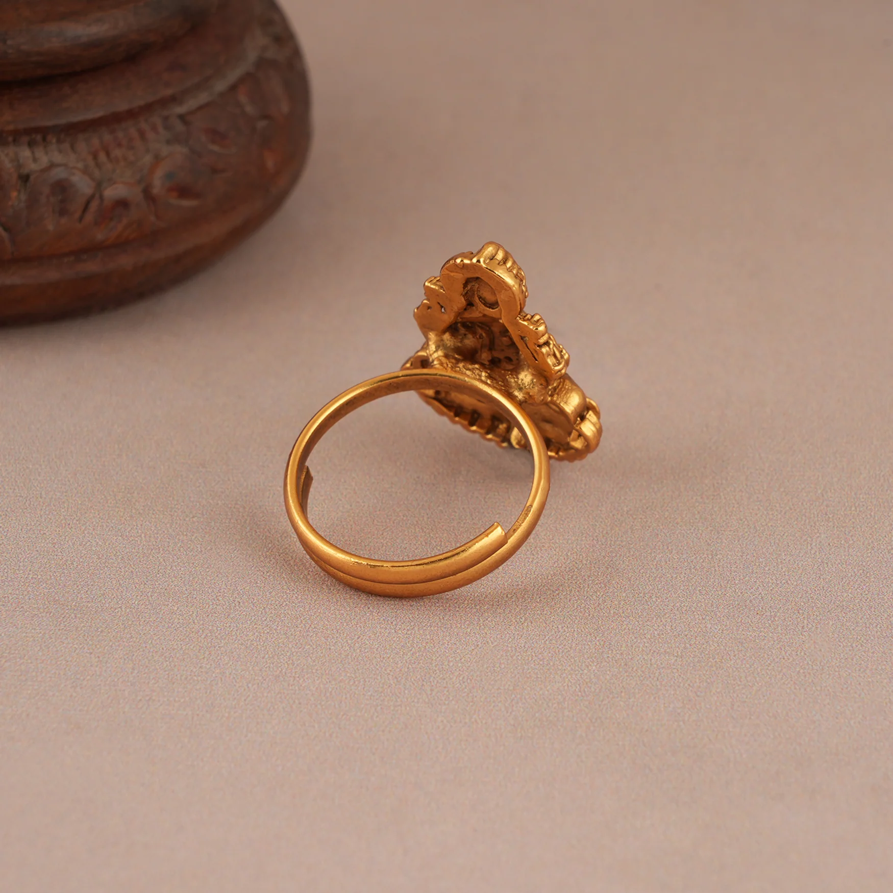 Auspicious antique gold maa lakshmi finger ring I Temple Jewellery - Image 5