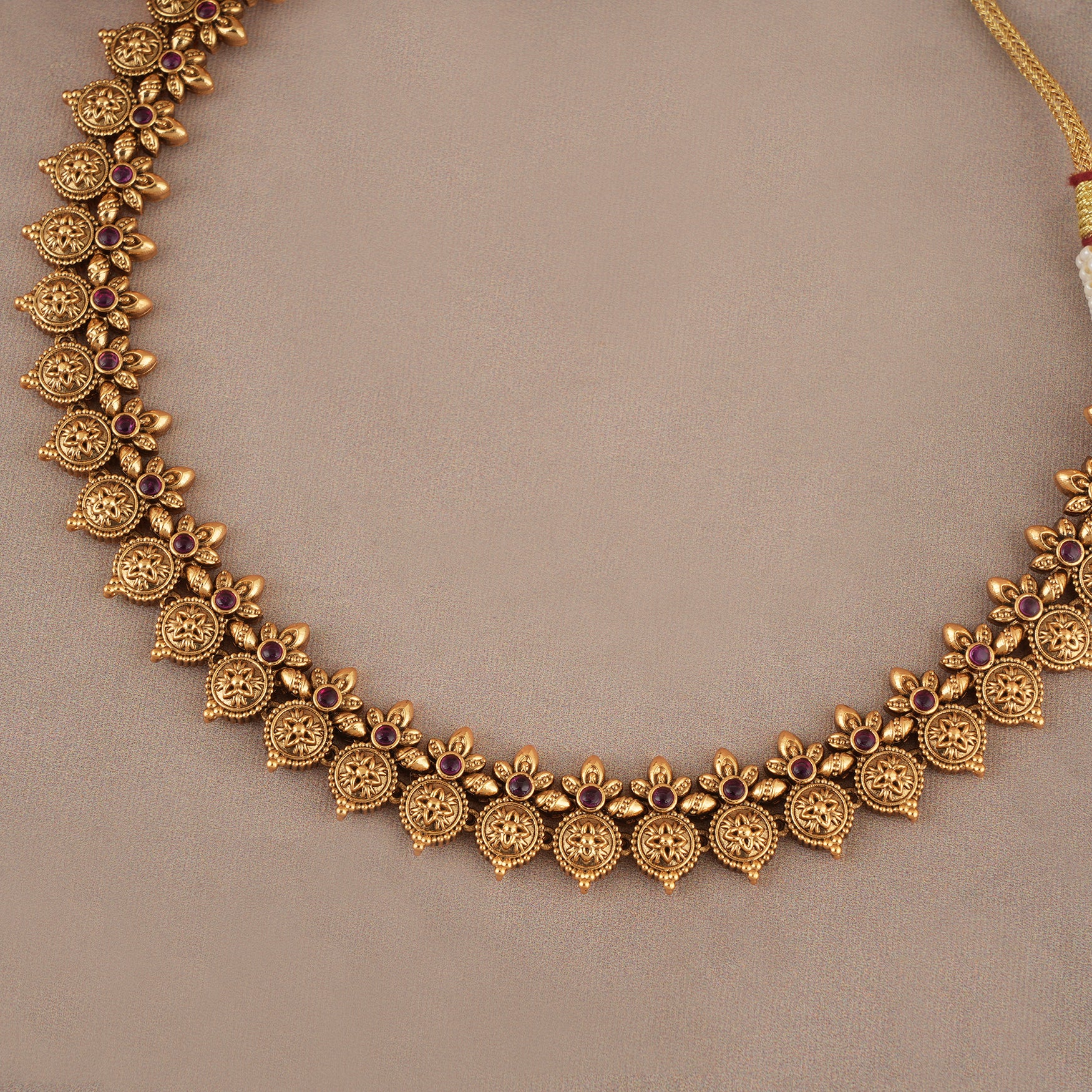 Beautiful antique gold ruby necklace set - Image 3