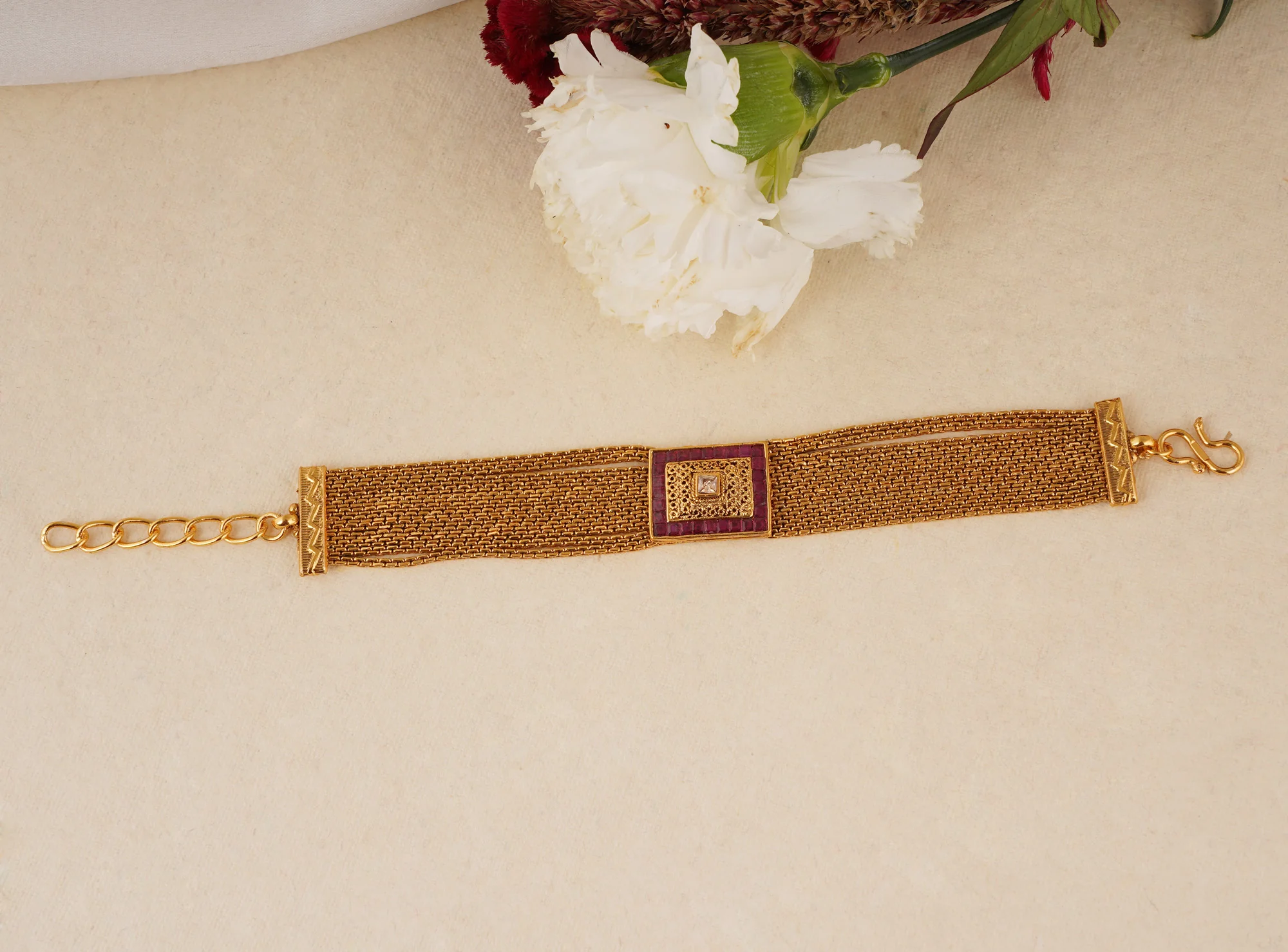 Amazing Ruby Stone Chain Bracelet - Image 3