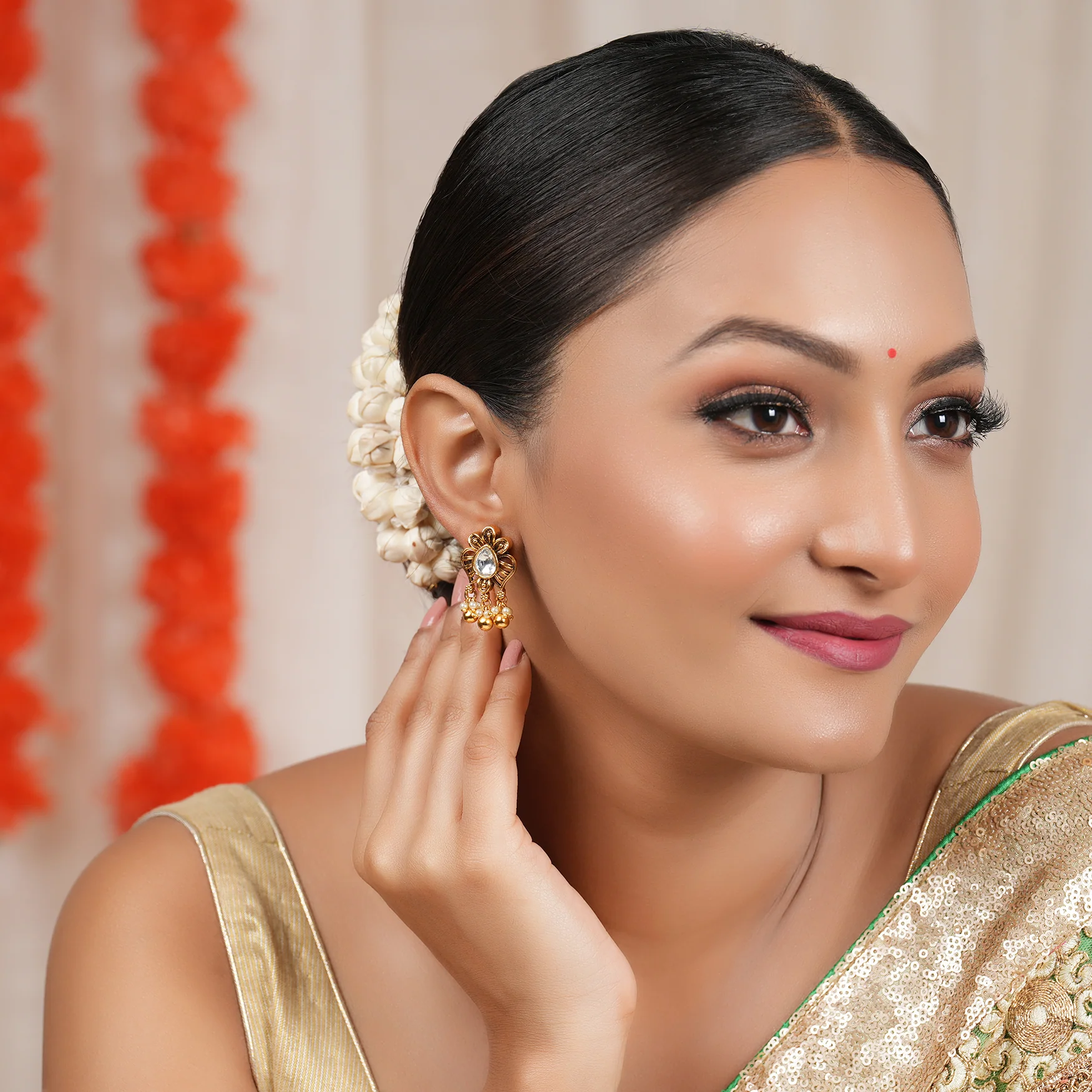 Cute elegant kundan antique earring for women - Image 2