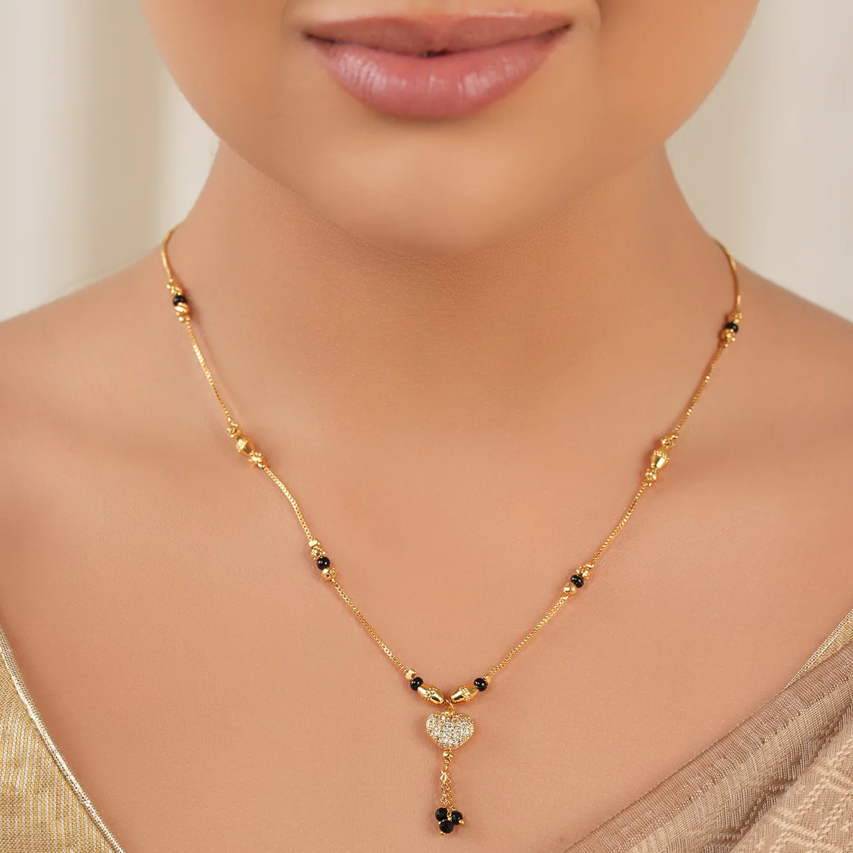 Cute heart gold plated mangalsutra - Image 2
