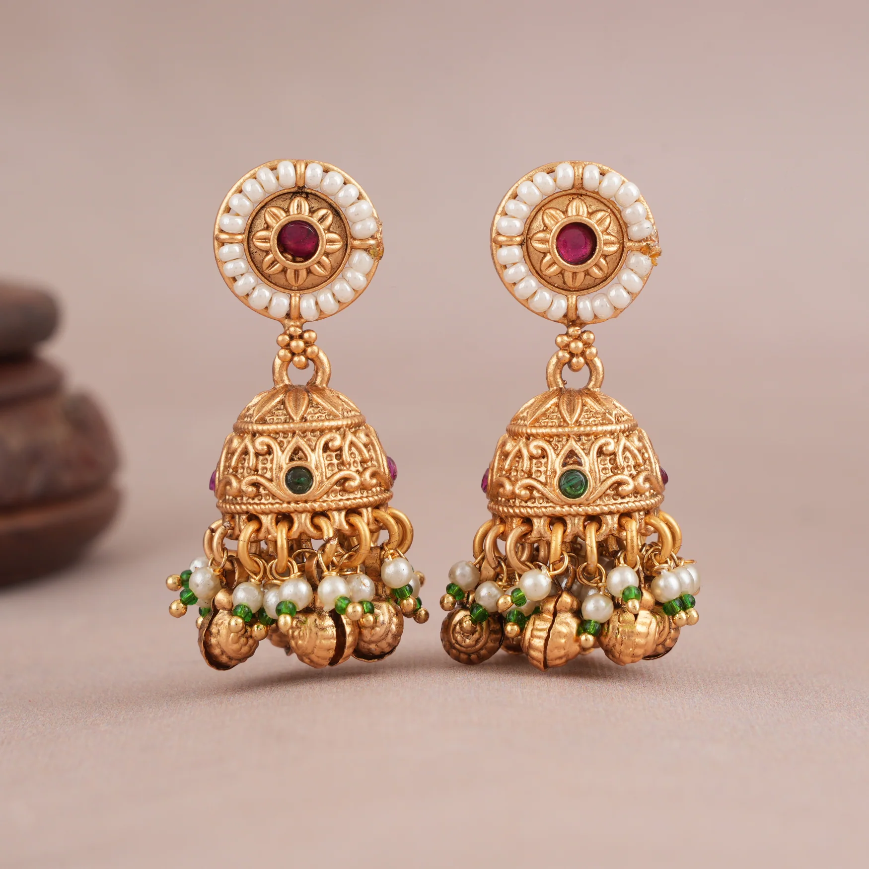 Cute pearl stone gold plated necklace set for women - Image 4