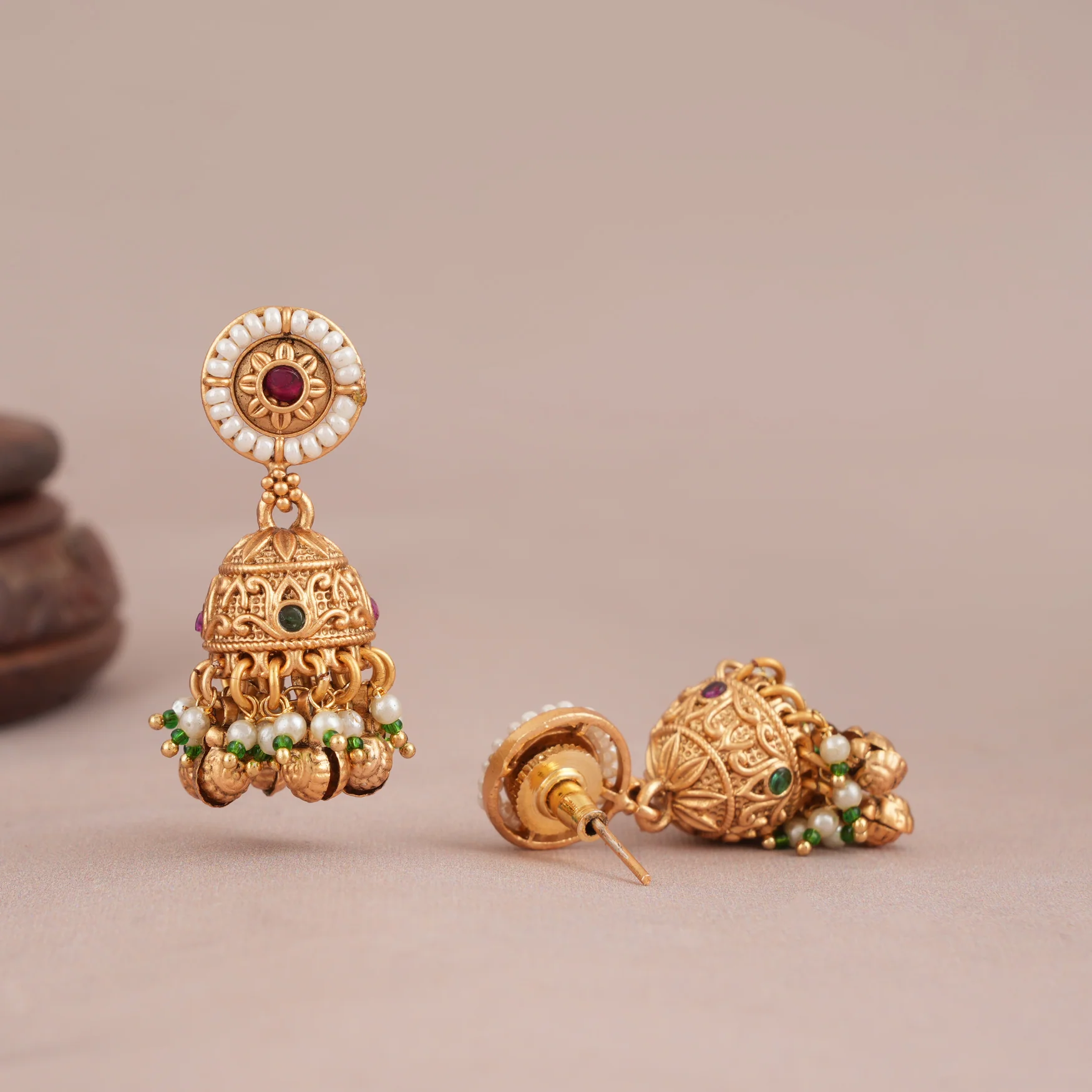 Cute pearl stone gold plated necklace set for women - Image 5