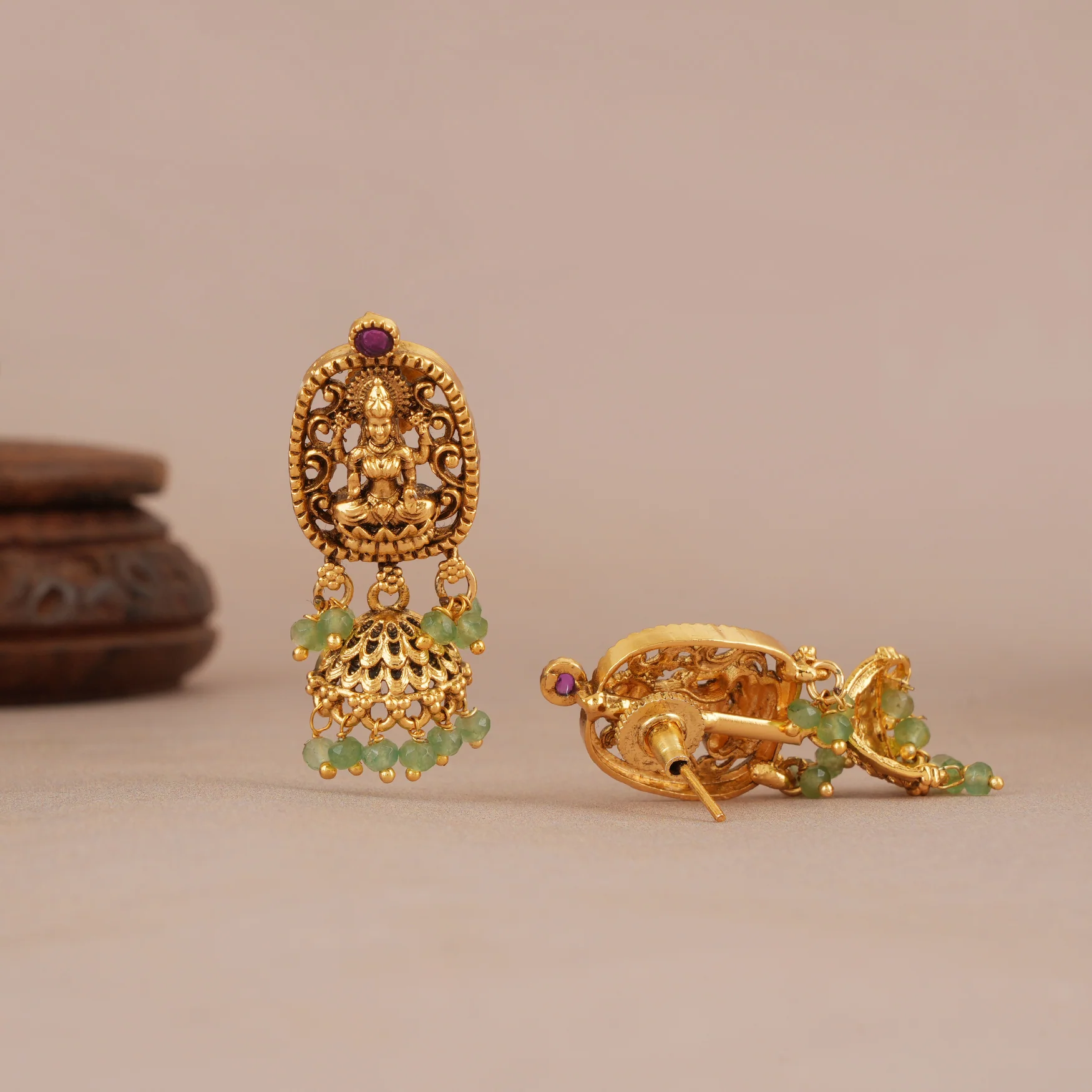 Elegant antique gold maa lakshmi side brooch necklace set I Temple Jewellery - Image 5