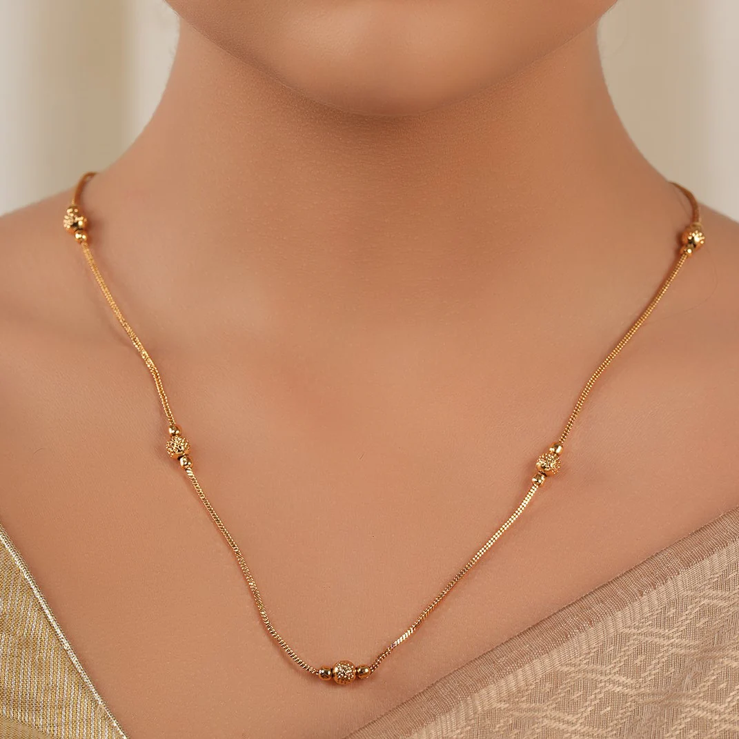Elegant plain ball gold plated chain - Image 4