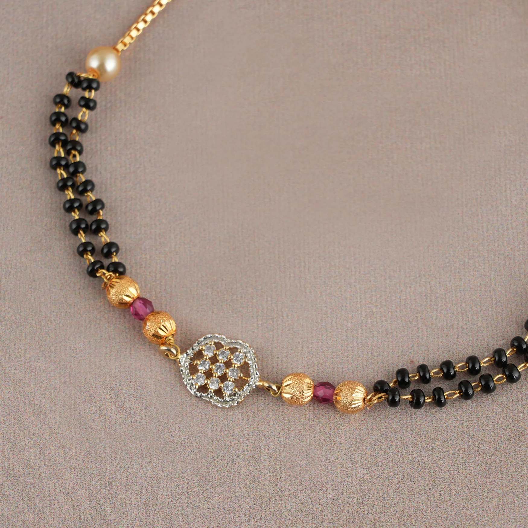 Sleek gold plated free size mangalsutra bracelet - Image 5