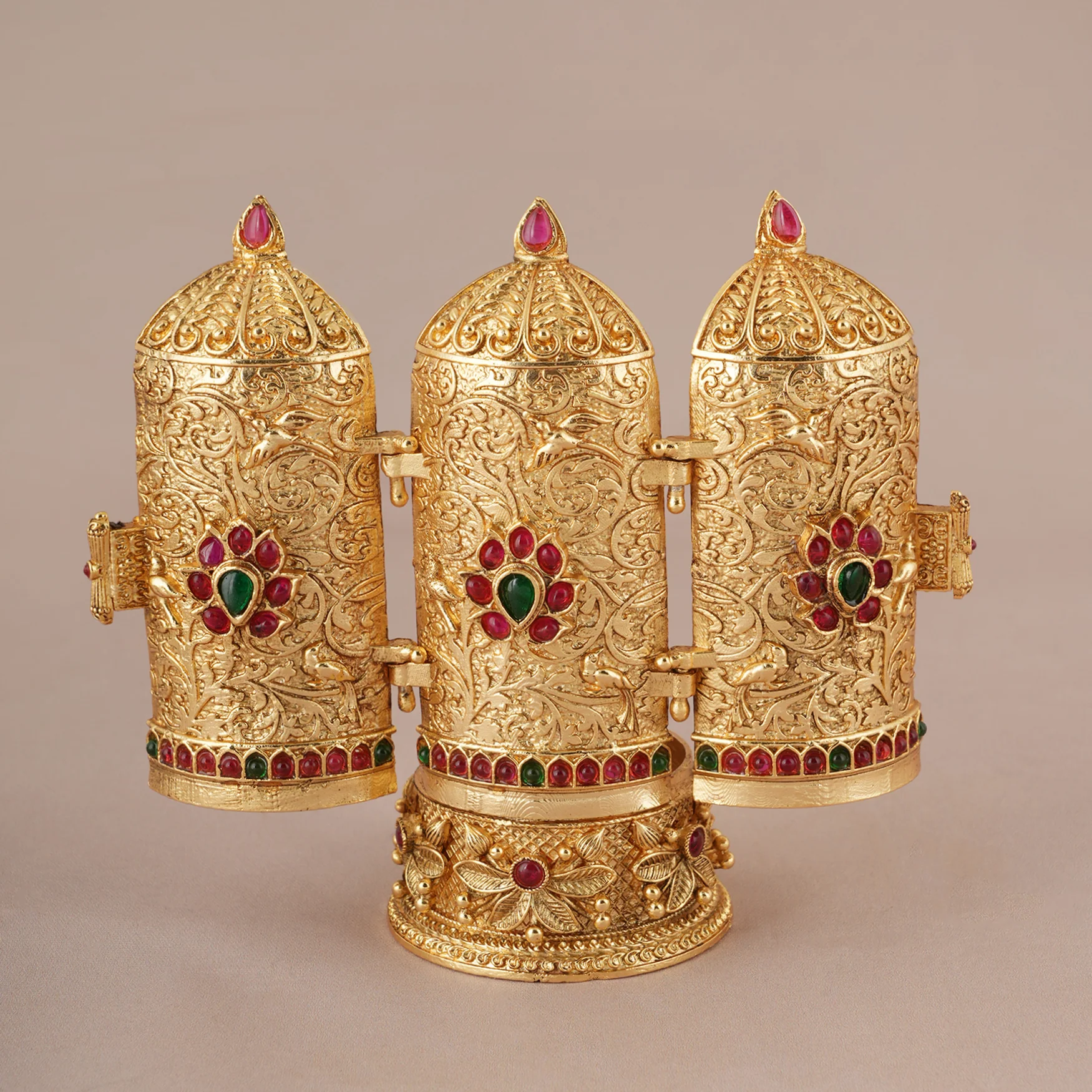 Auspicious gold plated Ram darbaar roli box I Temple Jewellery - Image 4