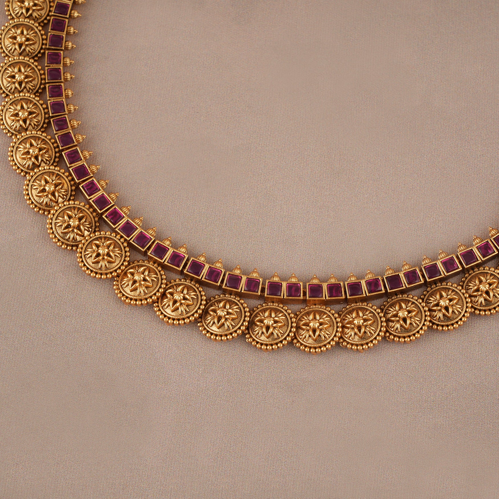 Stunning antique gold ruby necklace set - Image 3